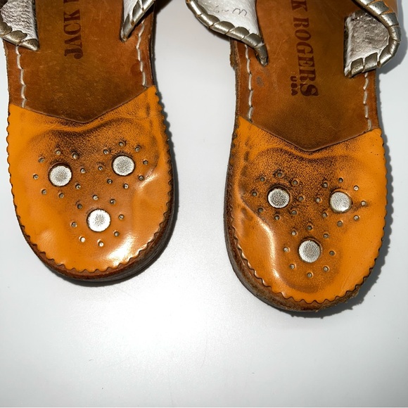Jack Rogers Orange and Silver Leather Sandals - Picture 3 of 5